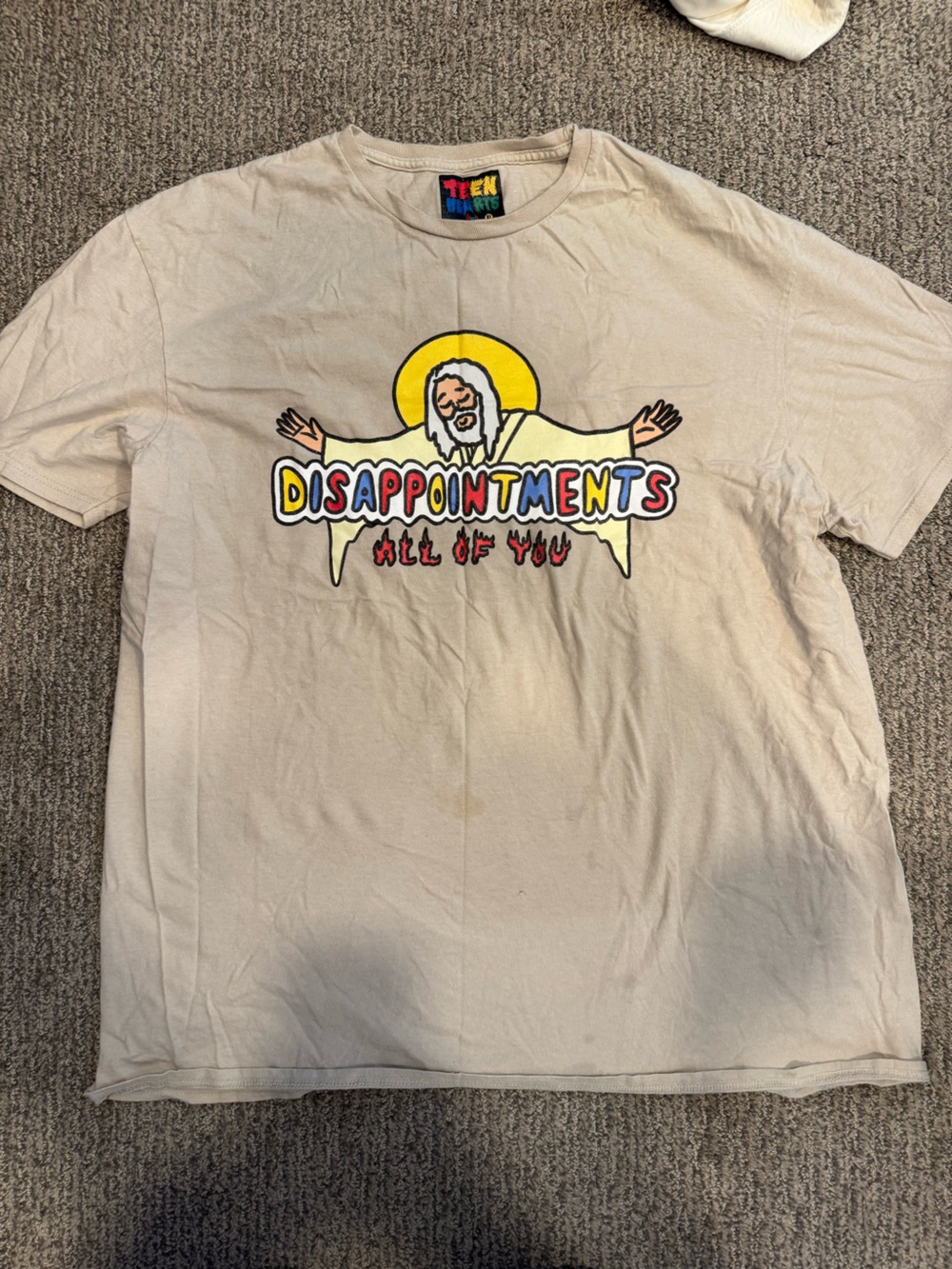 Adult unisex Beige Graphic Tee with Colorful 'Disappointments' Design
